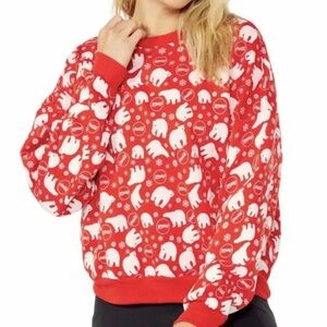 Wildfox X Coca-Cola Winter Coke Fifi Polar Bear Sweatshirt Aura Red Size M NWT